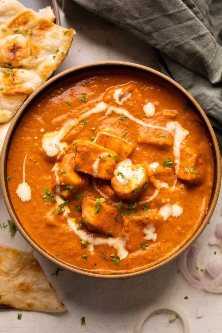 Paneer curry with naan